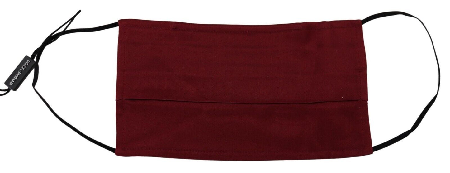 Dolce &amp; Gabbana Maroon Silk Pleated Elastic Ear Strap One Size Face Mask