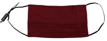 Dolce &amp; Gabbana Maroon Silk Pleated Elastic Ear Strap One Size Face Mask