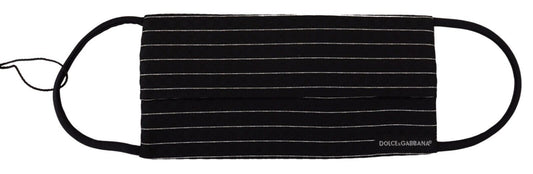 Dolce &amp; Gabbana Black White Stripes Elastic Ear Strap One Size Face Mask