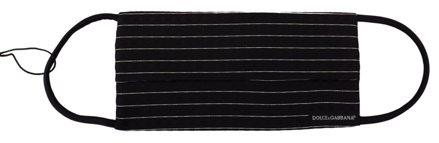 Dolce &amp; Gabbana Black White Stripes Elastic Ear Strap One Size Face Mask