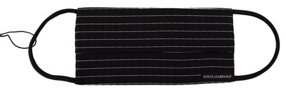 Dolce &amp; Gabbana Black White Stripes Elastic Ear Strap One Size Face Mask