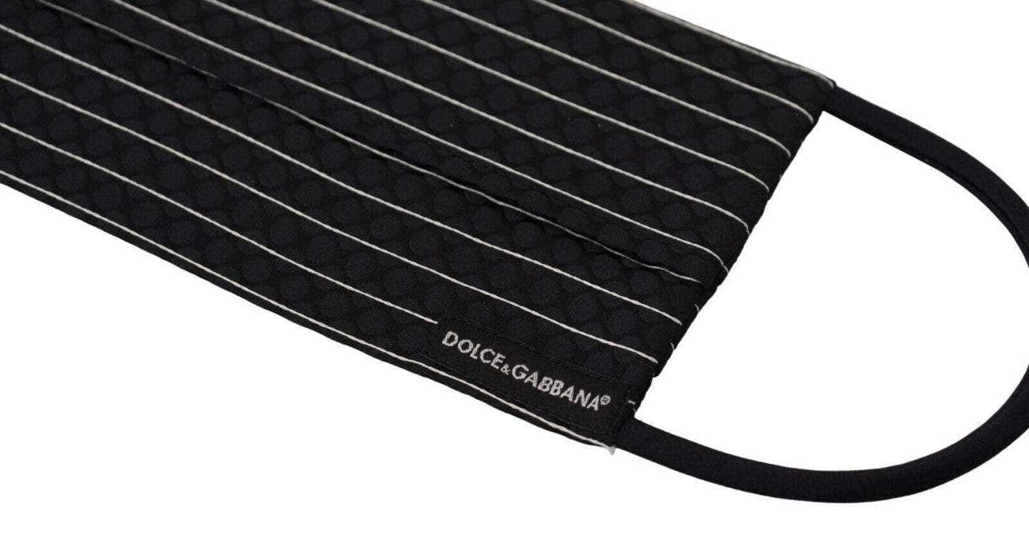 Dolce &amp; Gabbana Black White Stripes Elastic Ear Strap One Size Face Mask