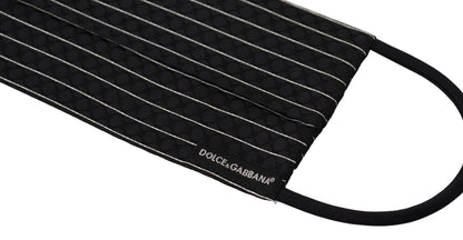 Dolce &amp; Gabbana Black White Stripes Elastic Ear Strap One Size Face Mask