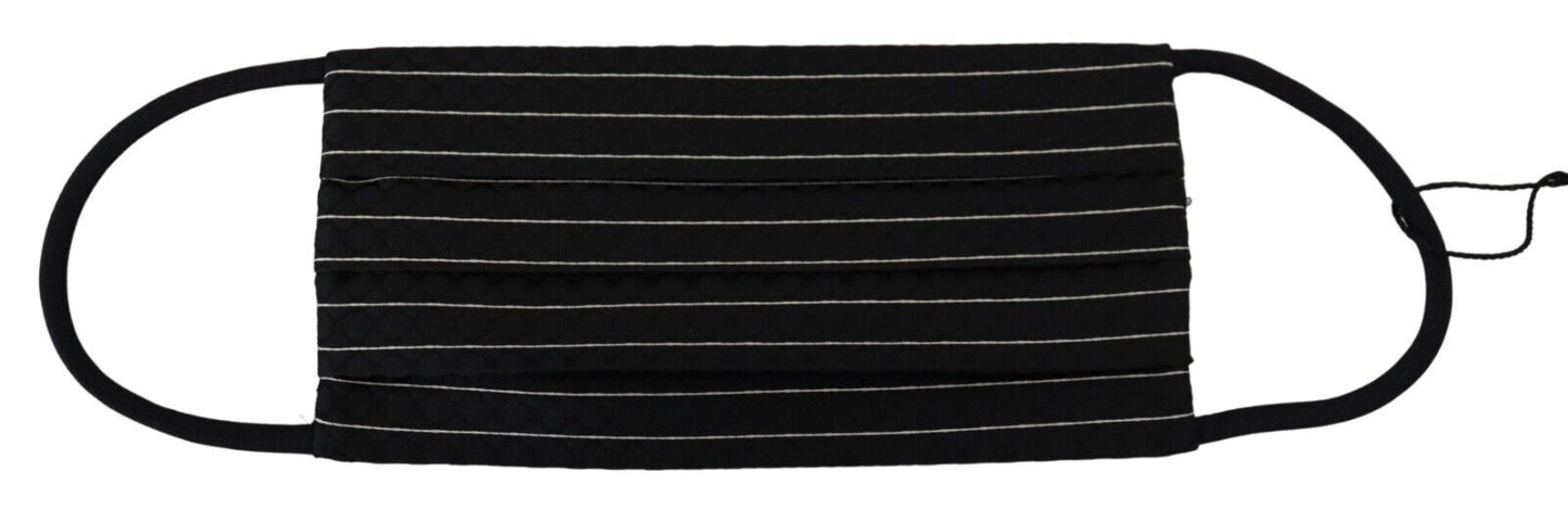 Dolce &amp; Gabbana Black White Stripes Elastic Ear Strap One Size Face Mask