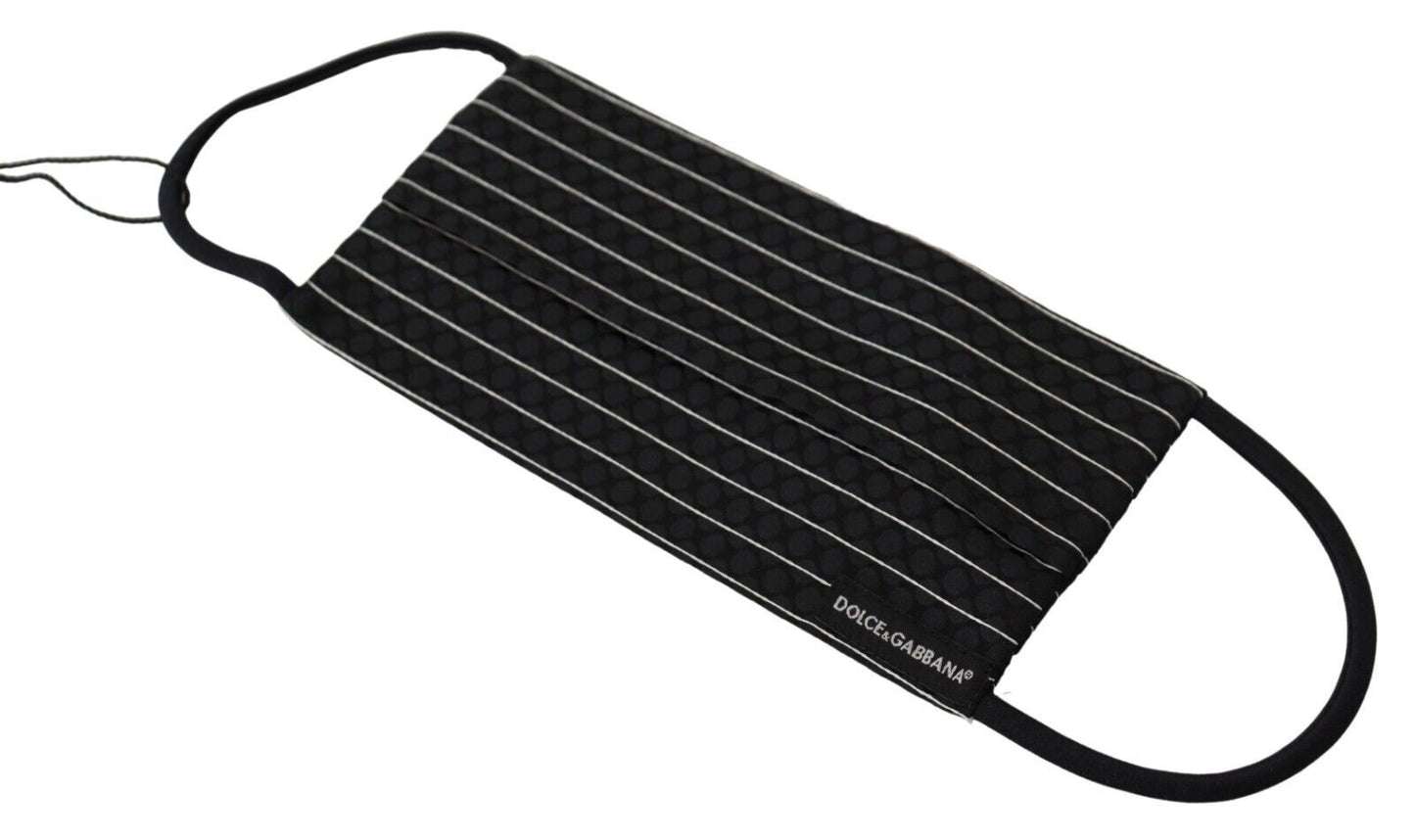Dolce &amp; Gabbana Black White Stripes Elastic Ear Strap One Size Face Mask