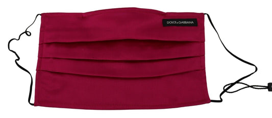 Dolce &amp; Gabbana Maroon Silk Pleated Elastic Ear Strap One Size Face Mask