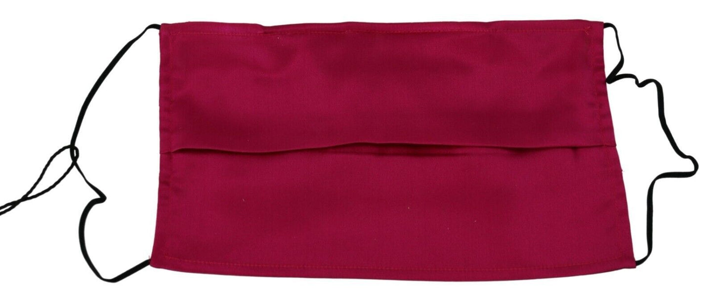 Dolce &amp; Gabbana Maroon Silk Pleated Elastic Ear Strap One Size Face Mask