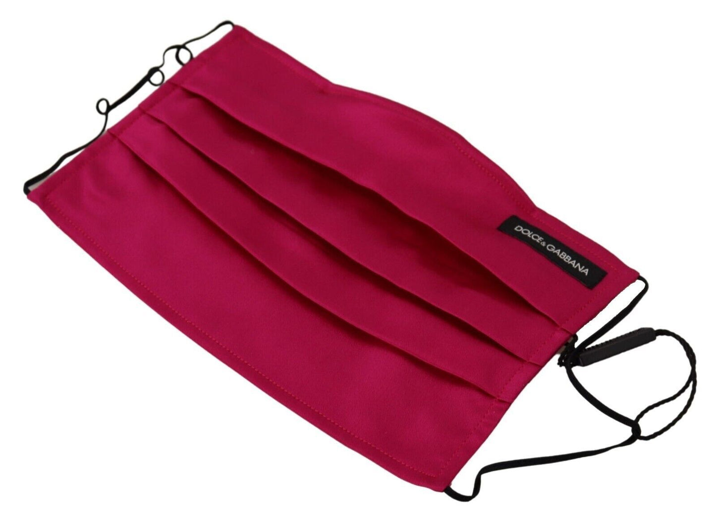 Dolce &amp; Gabbana Maroon Silk Pleated Elastic Ear Strap One Size Face Mask