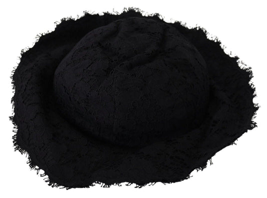 Dolce &amp; Gabbana – Schwarzer Baumwollhut mit breiter Krempe