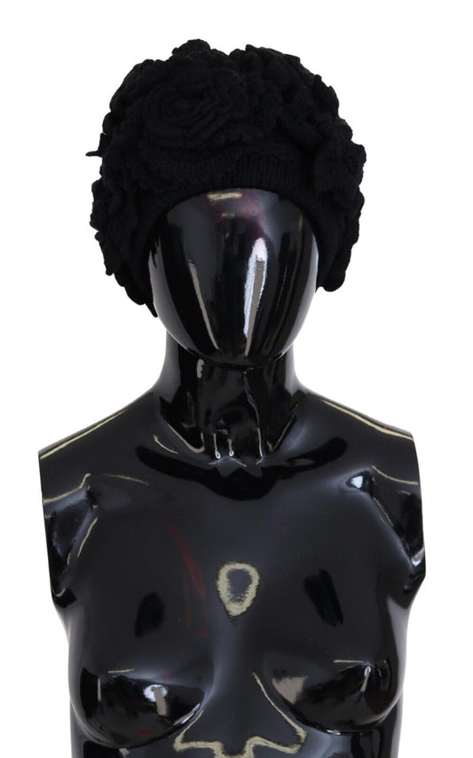 Dolce &amp; Gabbana – Schwarze Wintermütze aus Wollstrick