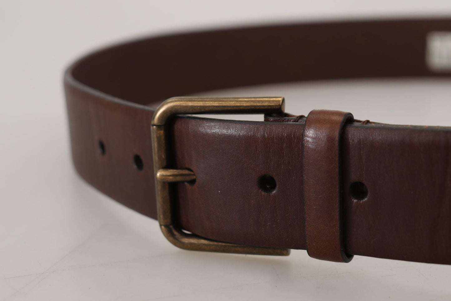 Dolce &amp; Gabbana Brauner Ledergürtel mit goldener Metallschnalle und Karabiner