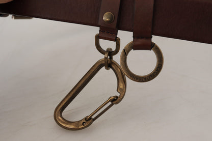 Dolce &amp; Gabbana Brauner Ledergürtel mit goldener Metallschnalle und Karabiner