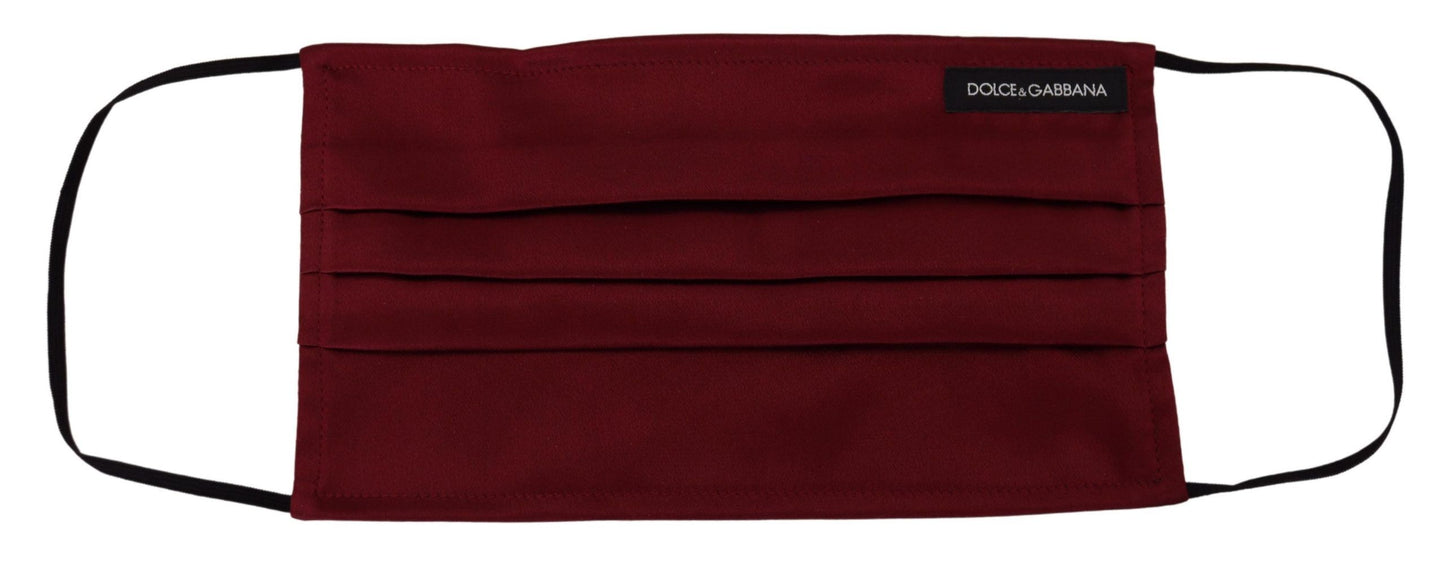 Dolce &amp; Gabbana Maroon Silk Pleated Elastic Ear Strap One Size Face Mask