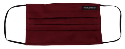 Dolce &amp; Gabbana Maroon Silk Pleated Elastic Ear Strap One Size Face Mask