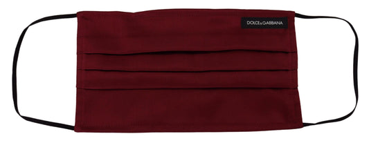 Dolce &amp; Gabbana Maroon Silk Pleated Elastic Ear Strap One Size Face Mask
