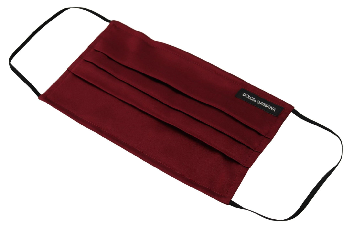 Dolce &amp; Gabbana Maroon Silk Pleated Elastic Ear Strap One Size Face Mask