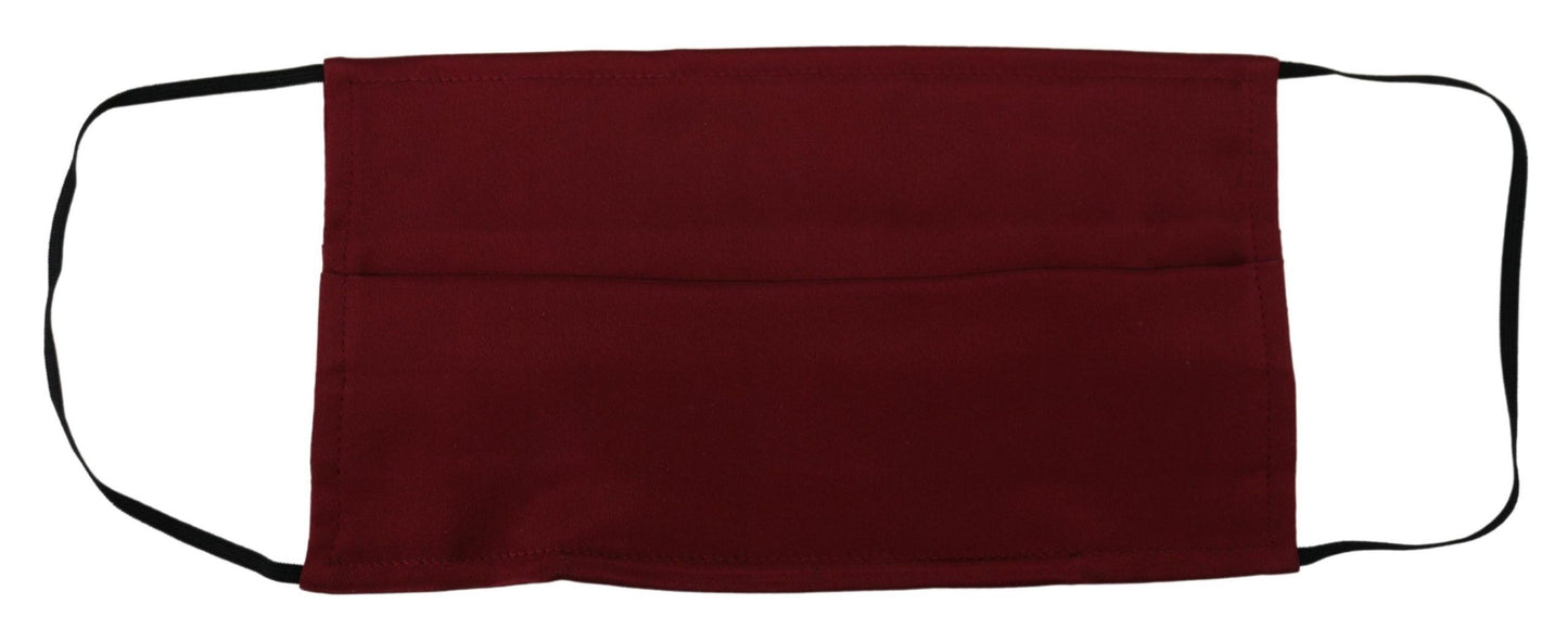 Dolce &amp; Gabbana Maroon Silk Pleated Elastic Ear Strap One Size Face Mask