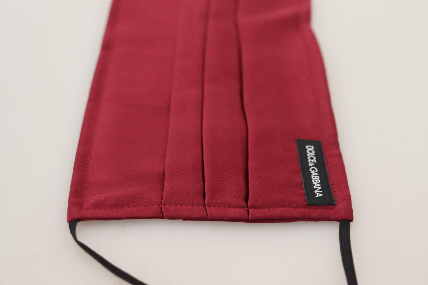 Dolce &amp; Gabbana Maroon Silk Pleated Elastic Ear Strap One Size Face Mask