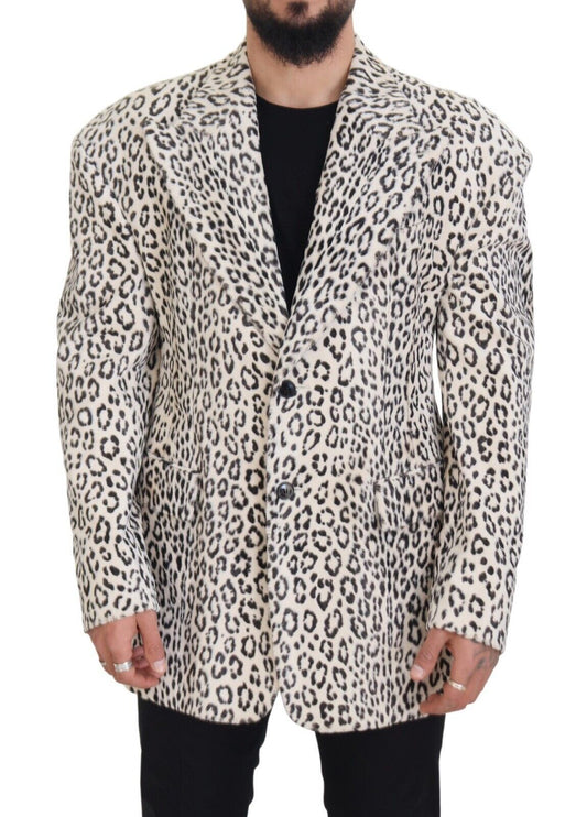 Dolce &amp; Gabbana – Einreihiger Blazer mit weißem Leopardenmuster