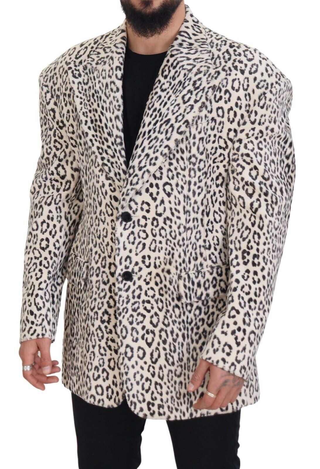 Dolce &amp; Gabbana – Einreihiger Blazer mit weißem Leopardenmuster