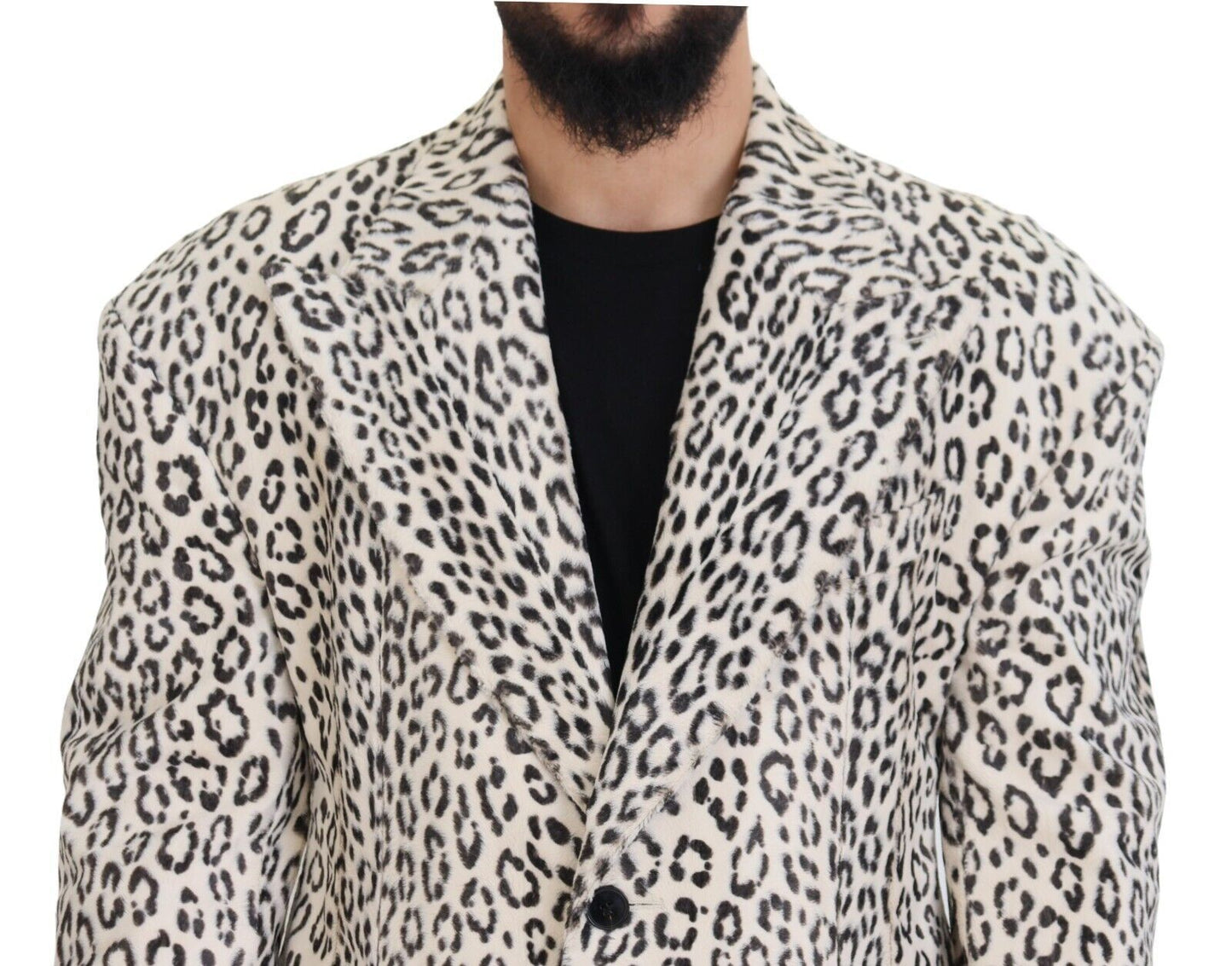 Dolce &amp; Gabbana – Einreihiger Blazer mit weißem Leopardenmuster