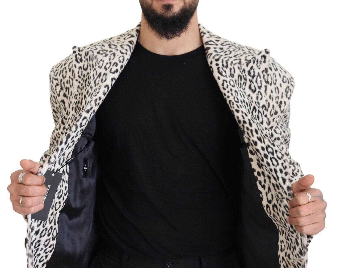 Dolce &amp; Gabbana – Einreihiger Blazer mit weißem Leopardenmuster