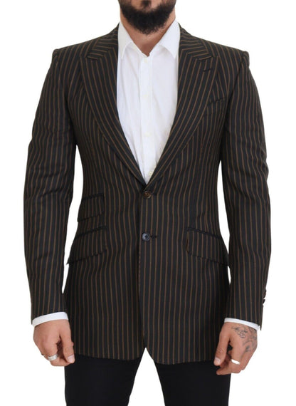 Dolce &amp; Gabbana – Einreihiger Blazer mit schwarzen und braunen Streifen