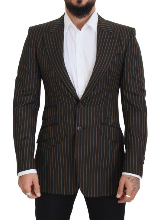 Dolce &amp; Gabbana – Einreihiger Blazer mit schwarzen und braunen Streifen