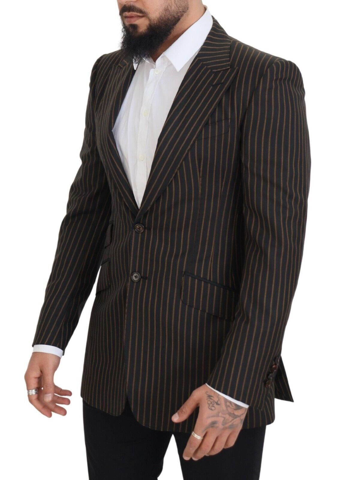 Dolce &amp; Gabbana – Einreihiger Blazer mit schwarzen und braunen Streifen