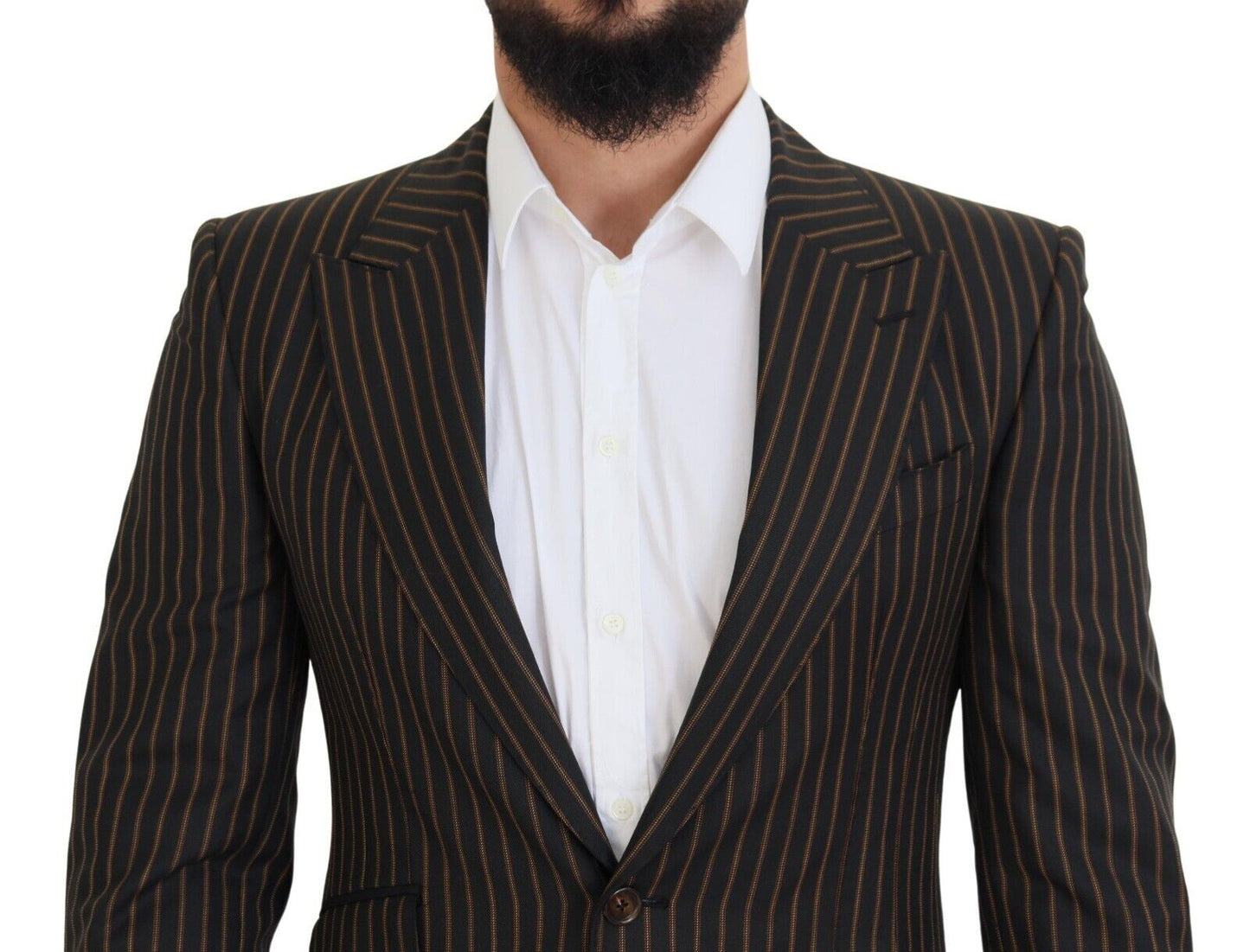 Dolce &amp; Gabbana – Einreihiger Blazer mit schwarzen und braunen Streifen