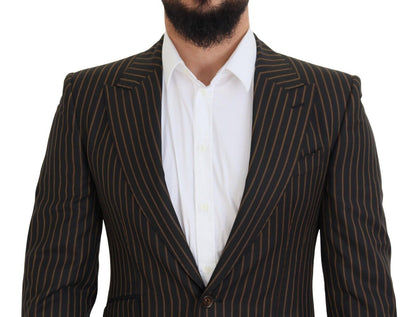 Dolce &amp; Gabbana – Einreihiger Blazer mit schwarzen und braunen Streifen
