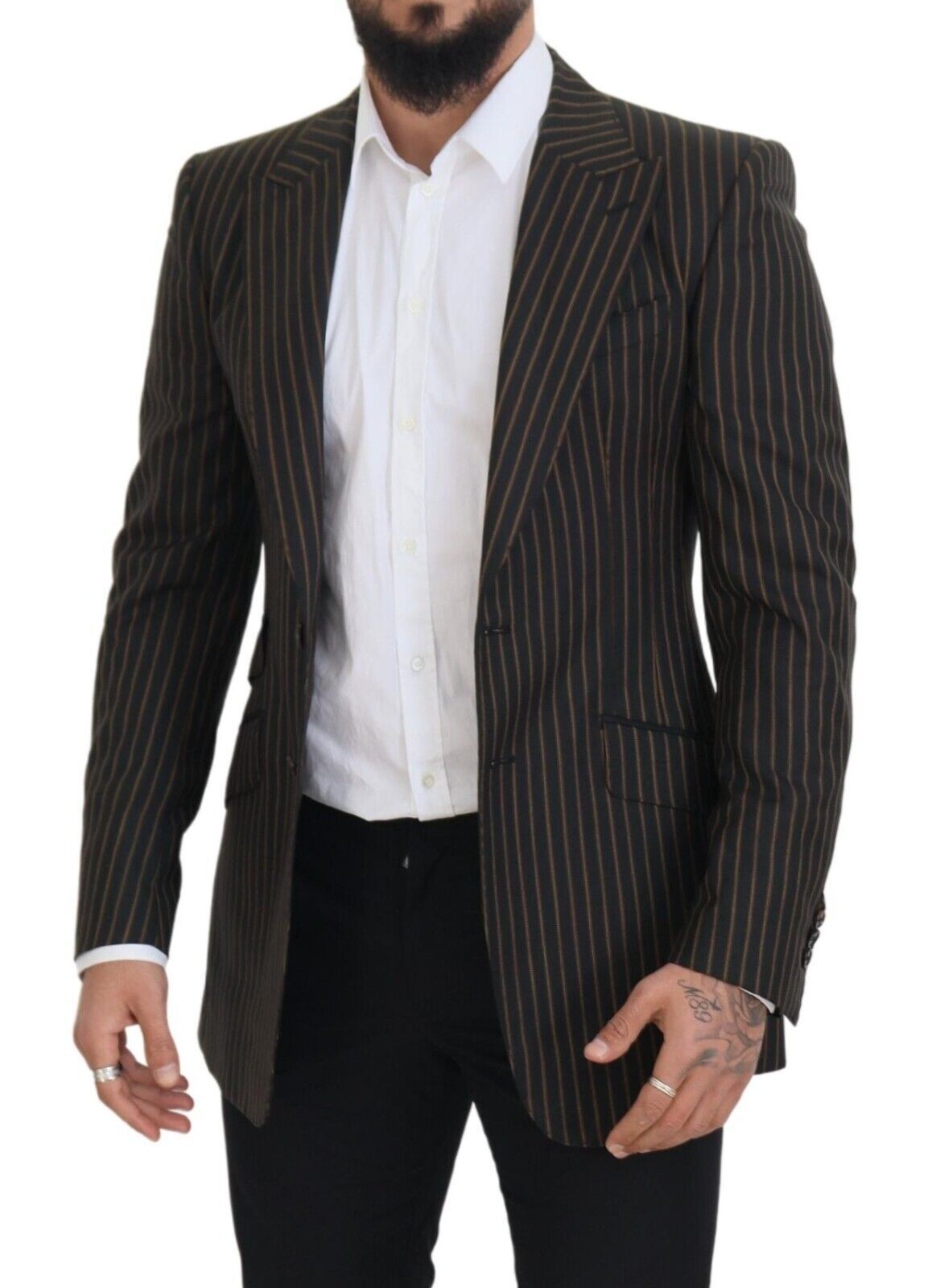 Dolce &amp; Gabbana – Einreihiger Blazer mit schwarzen und braunen Streifen