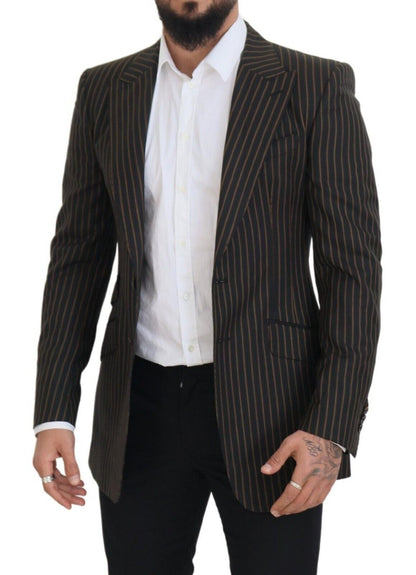 Dolce &amp; Gabbana – Einreihiger Blazer mit schwarzen und braunen Streifen
