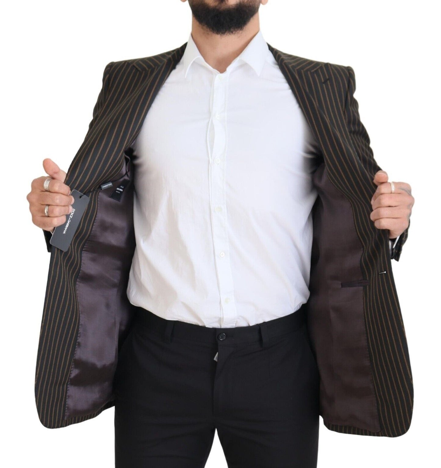 Dolce &amp; Gabbana – Einreihiger Blazer mit schwarzen und braunen Streifen