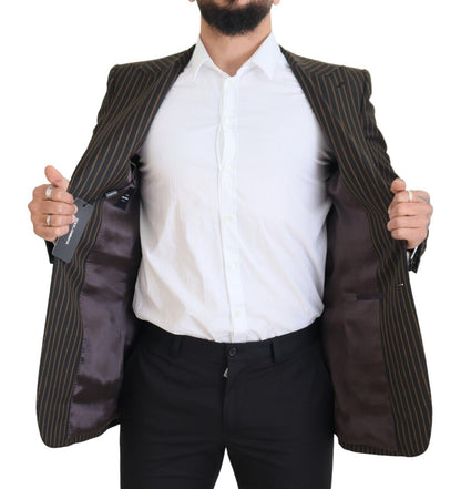 Dolce &amp; Gabbana – Einreihiger Blazer mit schwarzen und braunen Streifen