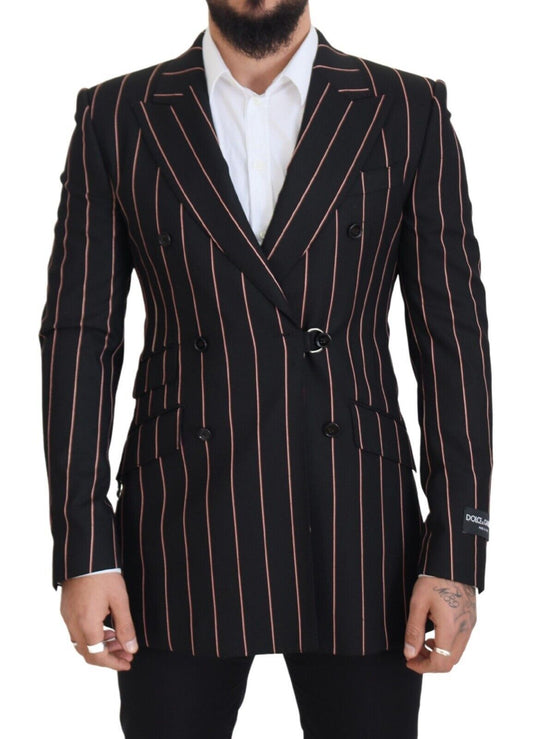 Dolce &amp; Gabbana – Zweireihiger Blazer aus Viskose mit schwarzen Streifen