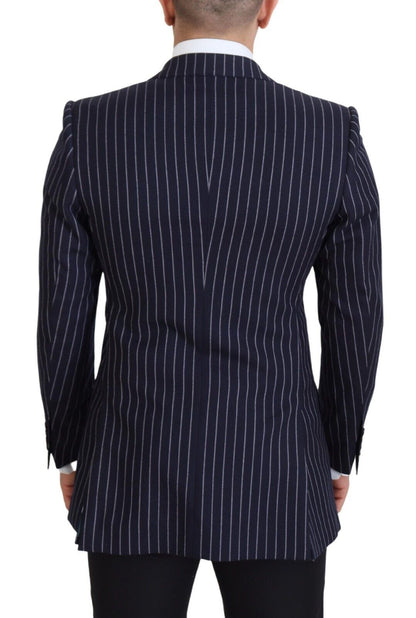Dolce &amp; Gabbana – Einreihiger Blazer aus dunkelblauer Wolle mit Streifen