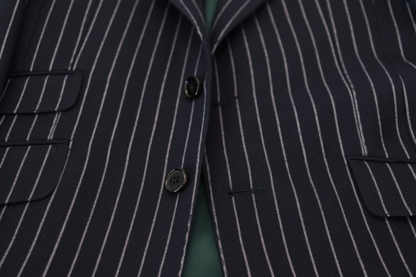 Dolce &amp; Gabbana – Einreihiger Blazer aus dunkelblauer Wolle mit Streifen