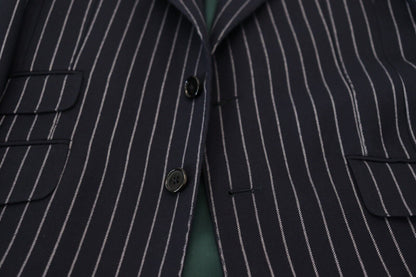 Dolce &amp; Gabbana – Einreihiger Blazer aus dunkelblauer Wolle mit Streifen