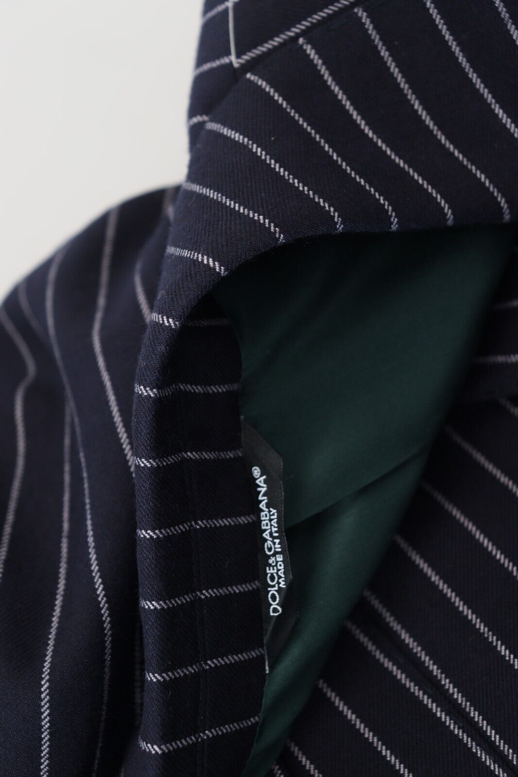 Dolce &amp; Gabbana – Einreihiger Blazer aus dunkelblauer Wolle mit Streifen