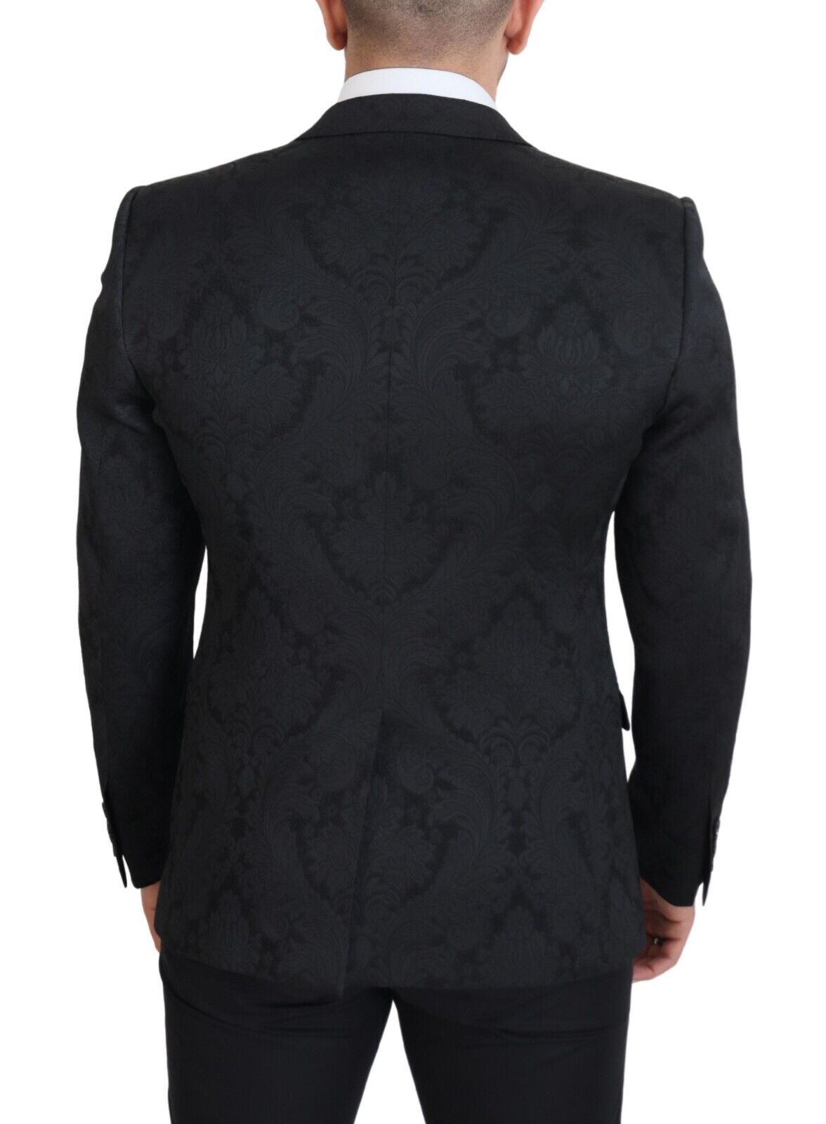 Dolce &amp; Gabbana Black Floral Brocade 2 Piece MARTINI Suit