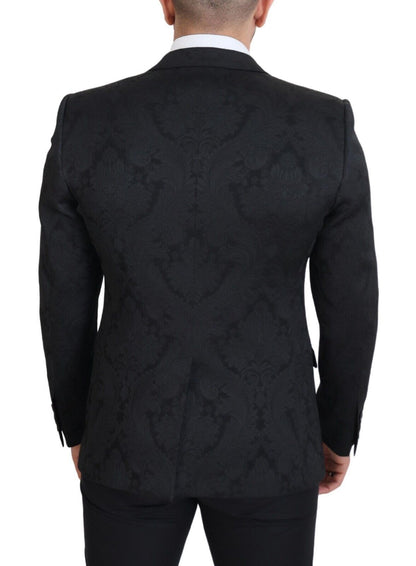 Dolce &amp; Gabbana Black Floral Brocade 2 Piece MARTINI Suit
