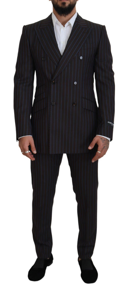 Dolce &amp; Gabbana Black Striped Wool Formal 2 Piece Suit