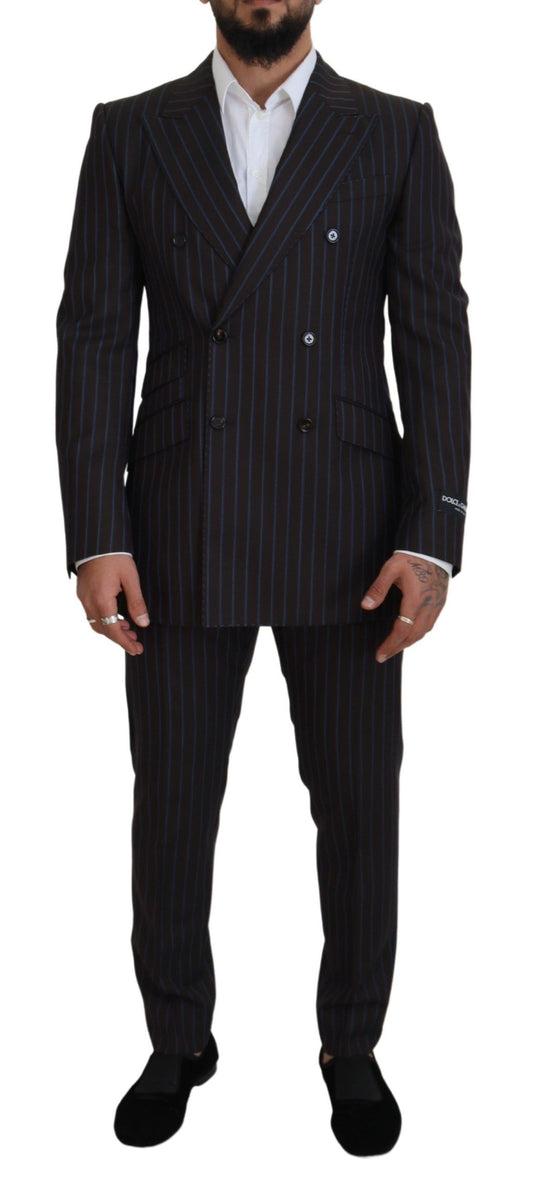 Dolce &amp; Gabbana Black Striped Wool Formal 2 Piece Suit