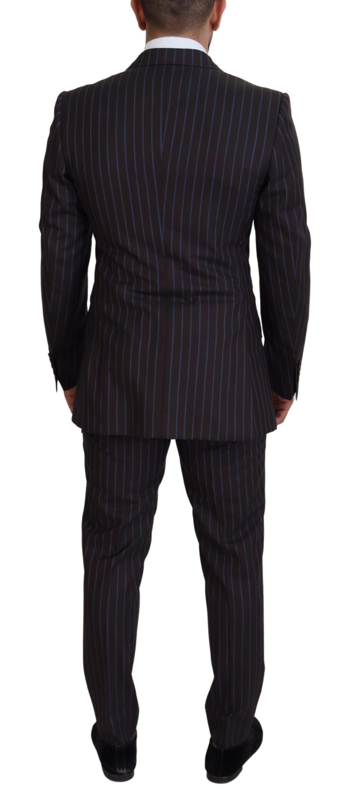 Dolce &amp; Gabbana Black Striped Wool Formal 2 Piece Suit