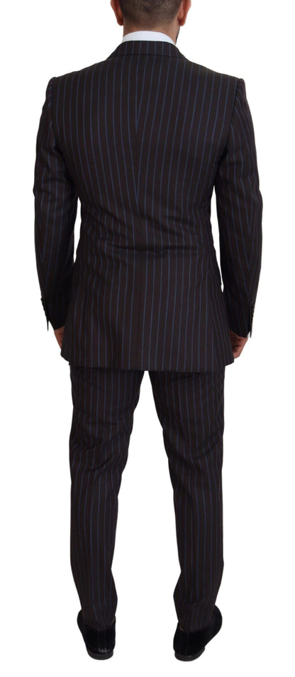Dolce &amp; Gabbana Black Striped Wool Formal 2 Piece Suit