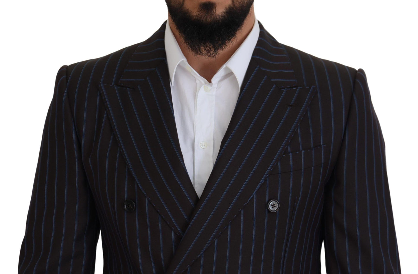 Dolce &amp; Gabbana Black Striped Wool Formal 2 Piece Suit