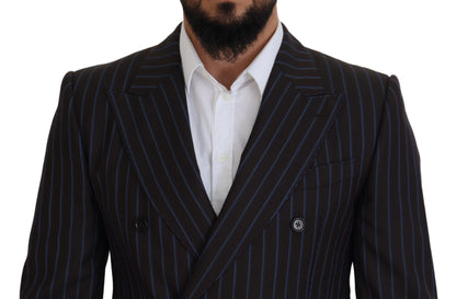 Dolce &amp; Gabbana Black Striped Wool Formal 2 Piece Suit