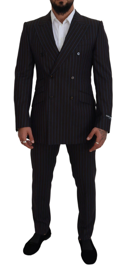 Dolce &amp; Gabbana Black Striped Wool Formal 2 Piece Suit