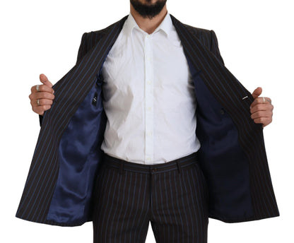 Dolce &amp; Gabbana Black Striped Wool Formal 2 Piece Suit
